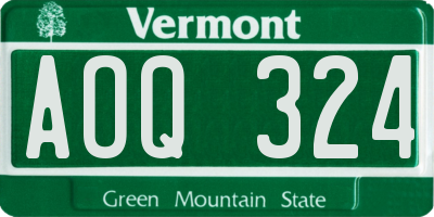 VT license plate AOQ324
