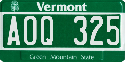 VT license plate AOQ325