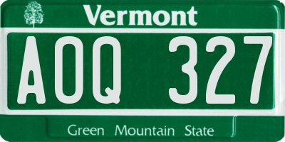 VT license plate AOQ327
