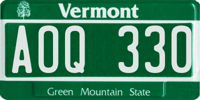 VT license plate AOQ330