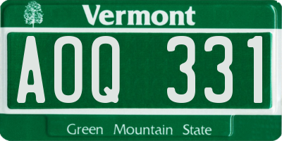 VT license plate AOQ331