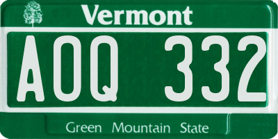 VT license plate AOQ332