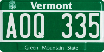 VT license plate AOQ335