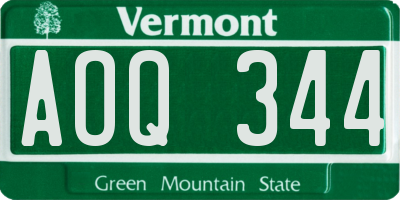 VT license plate AOQ344