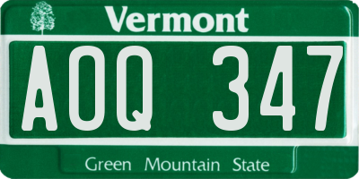 VT license plate AOQ347