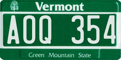 VT license plate AOQ354