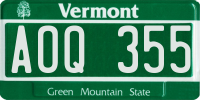 VT license plate AOQ355