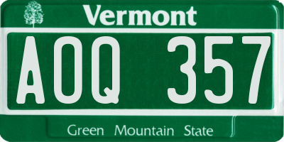VT license plate AOQ357