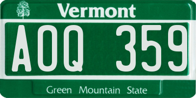 VT license plate AOQ359