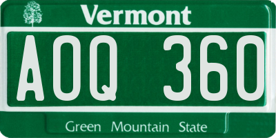 VT license plate AOQ360