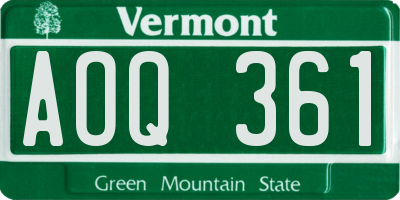 VT license plate AOQ361