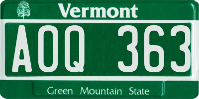 VT license plate AOQ363