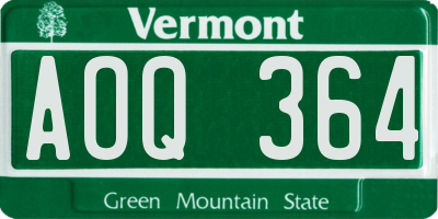 VT license plate AOQ364