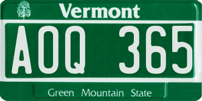 VT license plate AOQ365