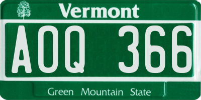 VT license plate AOQ366