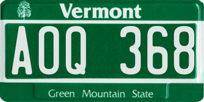 VT license plate AOQ368