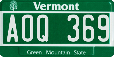 VT license plate AOQ369