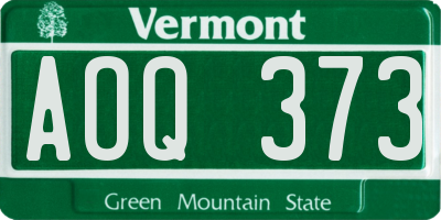 VT license plate AOQ373