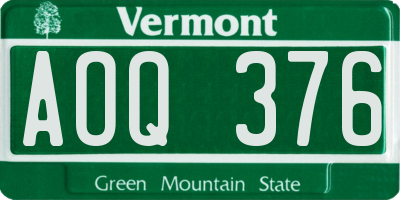 VT license plate AOQ376