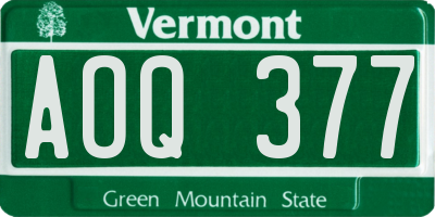 VT license plate AOQ377