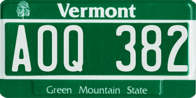VT license plate AOQ382