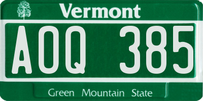 VT license plate AOQ385