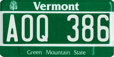 VT license plate AOQ386