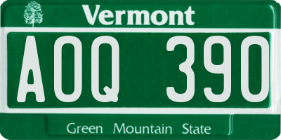VT license plate AOQ390