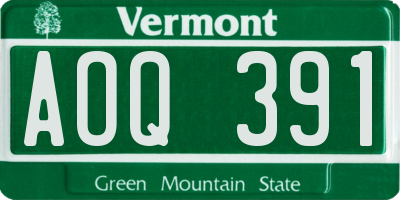 VT license plate AOQ391