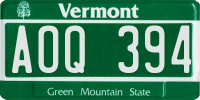 VT license plate AOQ394