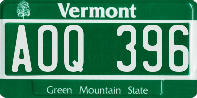 VT license plate AOQ396