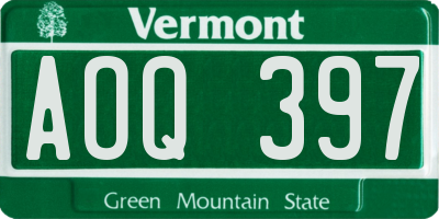 VT license plate AOQ397