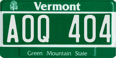 VT license plate AOQ404