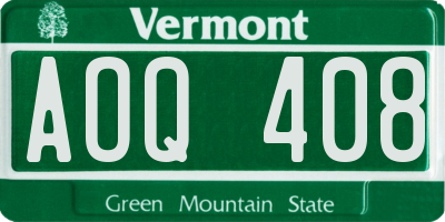 VT license plate AOQ408