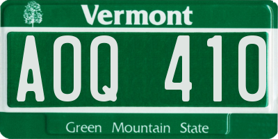 VT license plate AOQ410