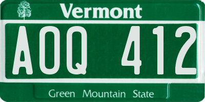 VT license plate AOQ412