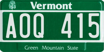 VT license plate AOQ415