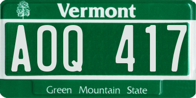 VT license plate AOQ417