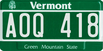 VT license plate AOQ418