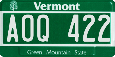 VT license plate AOQ422