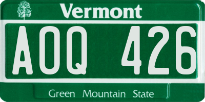 VT license plate AOQ426