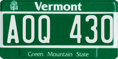 VT license plate AOQ430