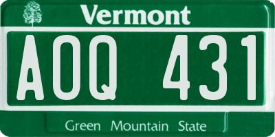 VT license plate AOQ431