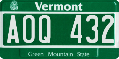 VT license plate AOQ432