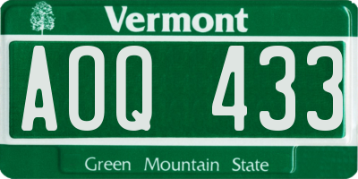 VT license plate AOQ433