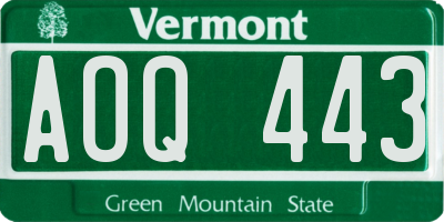 VT license plate AOQ443