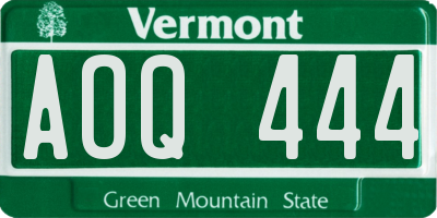 VT license plate AOQ444
