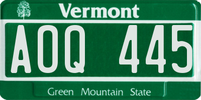 VT license plate AOQ445