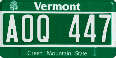 VT license plate AOQ447