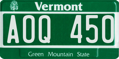 VT license plate AOQ450